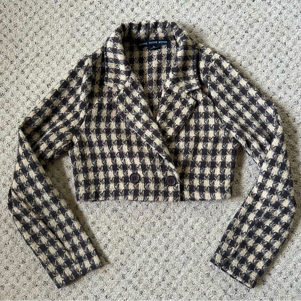 Hyfve houndstooth cropped blazer